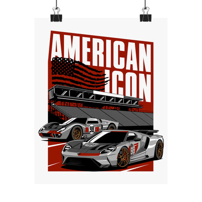 American Icon Matte Vertical Poster - Racing Car Art for Enthusiasts - CreativeRino