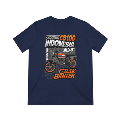 Vintage Motorcycle Unisex Triblend Tee - CB100 Indonesia T-shirt Design - CreativeRino