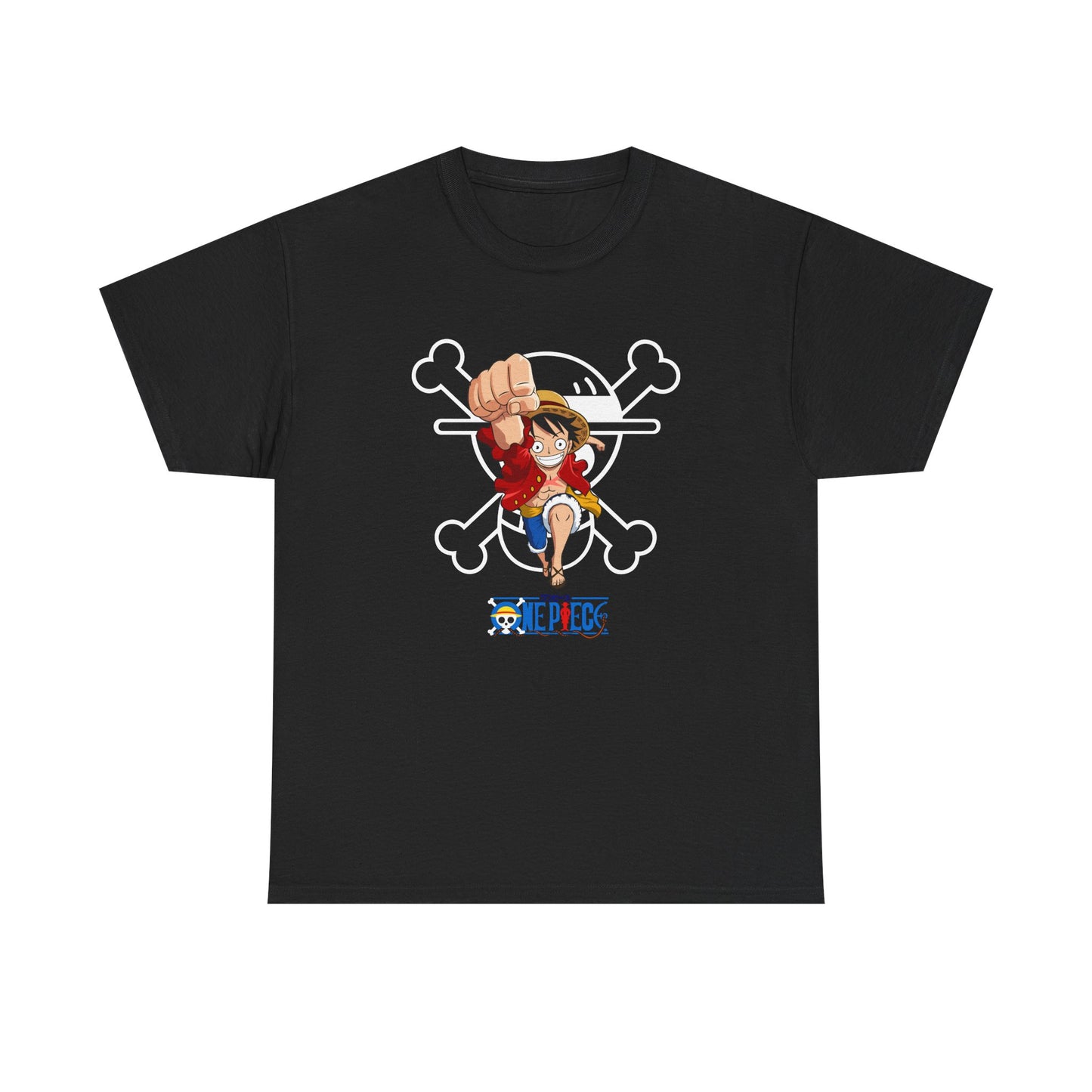 Anime Unisex Heavy Cotton Tee - One Piece T-shirt Pirate Theme - CreativeRino