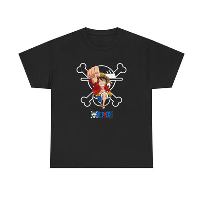 Anime Unisex Heavy Cotton Tee - One Piece T-shirt Pirate Theme - CreativeRino