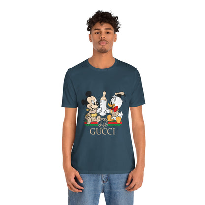 Cute Baby Mickey Mouse and Donald Duck Character Tee - Gucci Inspired Unisex Short Sleeve T-shirt - CreativeRino