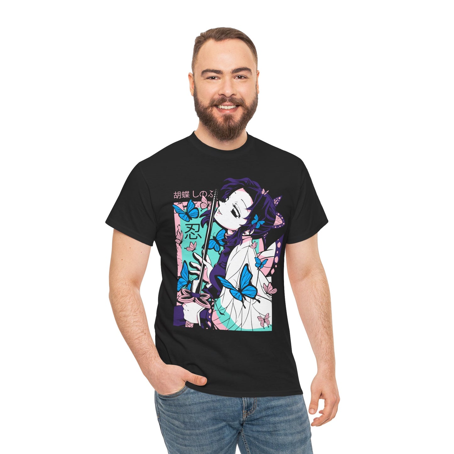Butterfly Dreams Unisex Heavy Cotton Tee | Demon Slayer Inspired T-shirt Design - CreativeRino