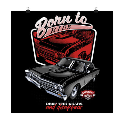 Vintage Car Poster - 'Born to Ride' with Custom Motor Design - CreativeRino
