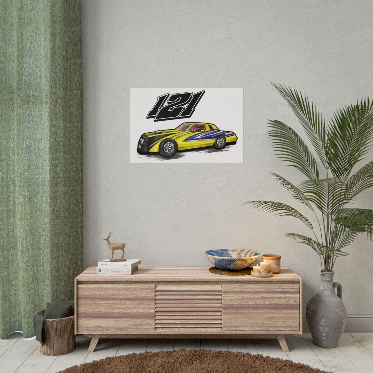Racing Car Artwork Poster - Vibrant 121 Design for Auto Enthusiasts - CreativeRino