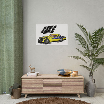Racing Car Artwork Poster - Vibrant 121 Design for Auto Enthusiasts - CreativeRino