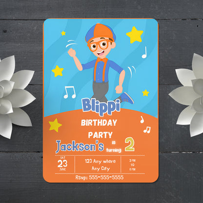 Blippi  Birthday Invitation Template - CreativeRino