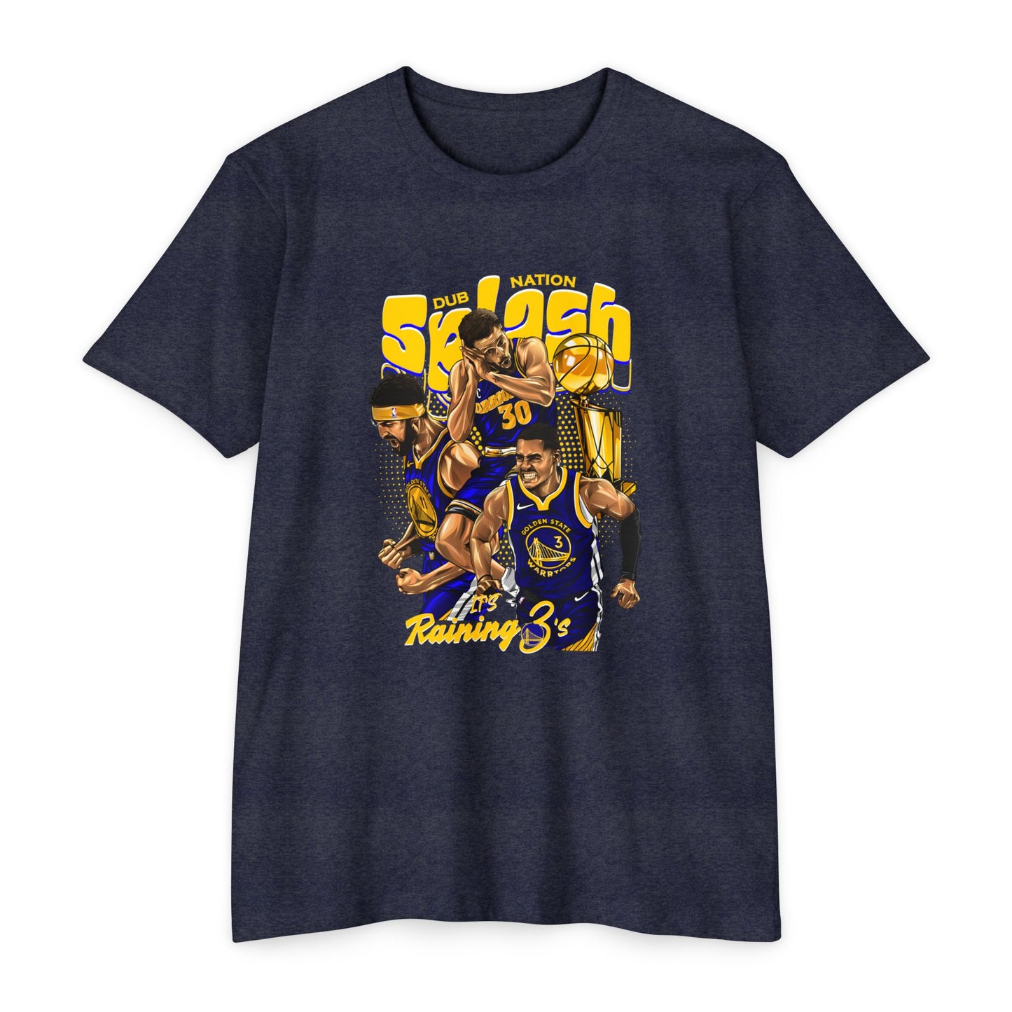 Golden State Warriors Unisex CVC Jersey T-shirt - It's Raining 3's - Basketball Design - CreativeRino