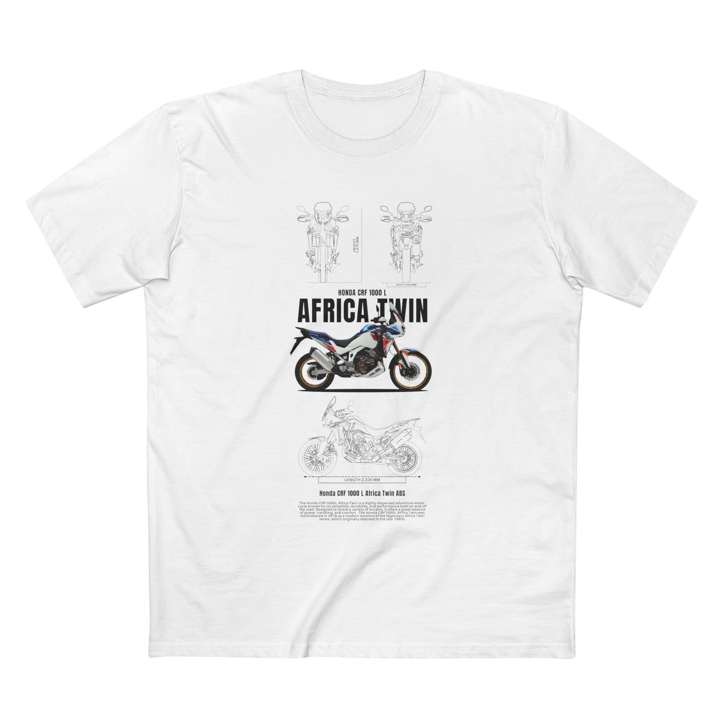 Honda CRF 1000 L Africa Twin ABS Motorcycle Enthusiast Tee - Africa Motorcycle T-shirt Design - CreativeRino