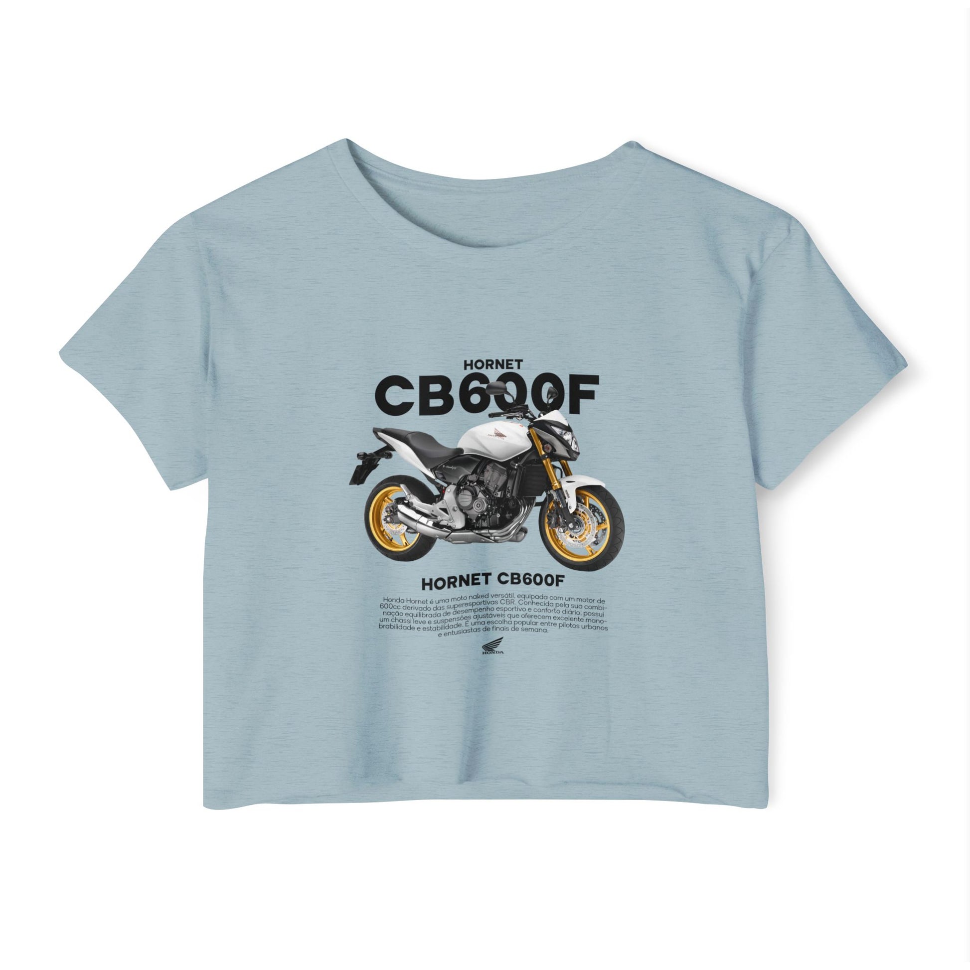 Honda CB600F Women Crop Top with Motorcycle Design - Perfect T-shirt for Bikers and Festival Goers - CreativeRino
