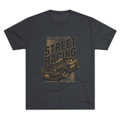 Street Racing Car Unisex Tri-Blend Crew Tee - Fast Lane Fever Graphic T-Shirt - CreativeRino