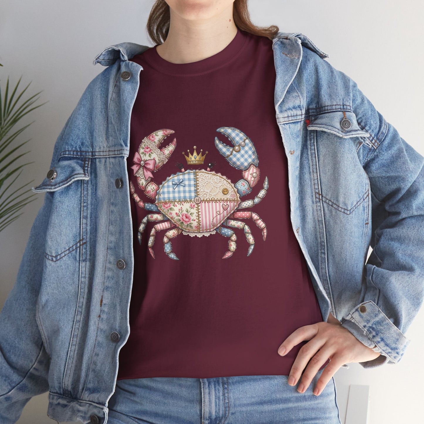 Patchwork Crab T-Shirt — Cute Coastal Animal Tee for Beach Lovers Printify