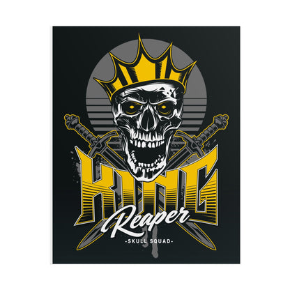 Vintage Skull King Reaper Poster - Bold Wall Art for Gamers & Bikers - CreativeRino