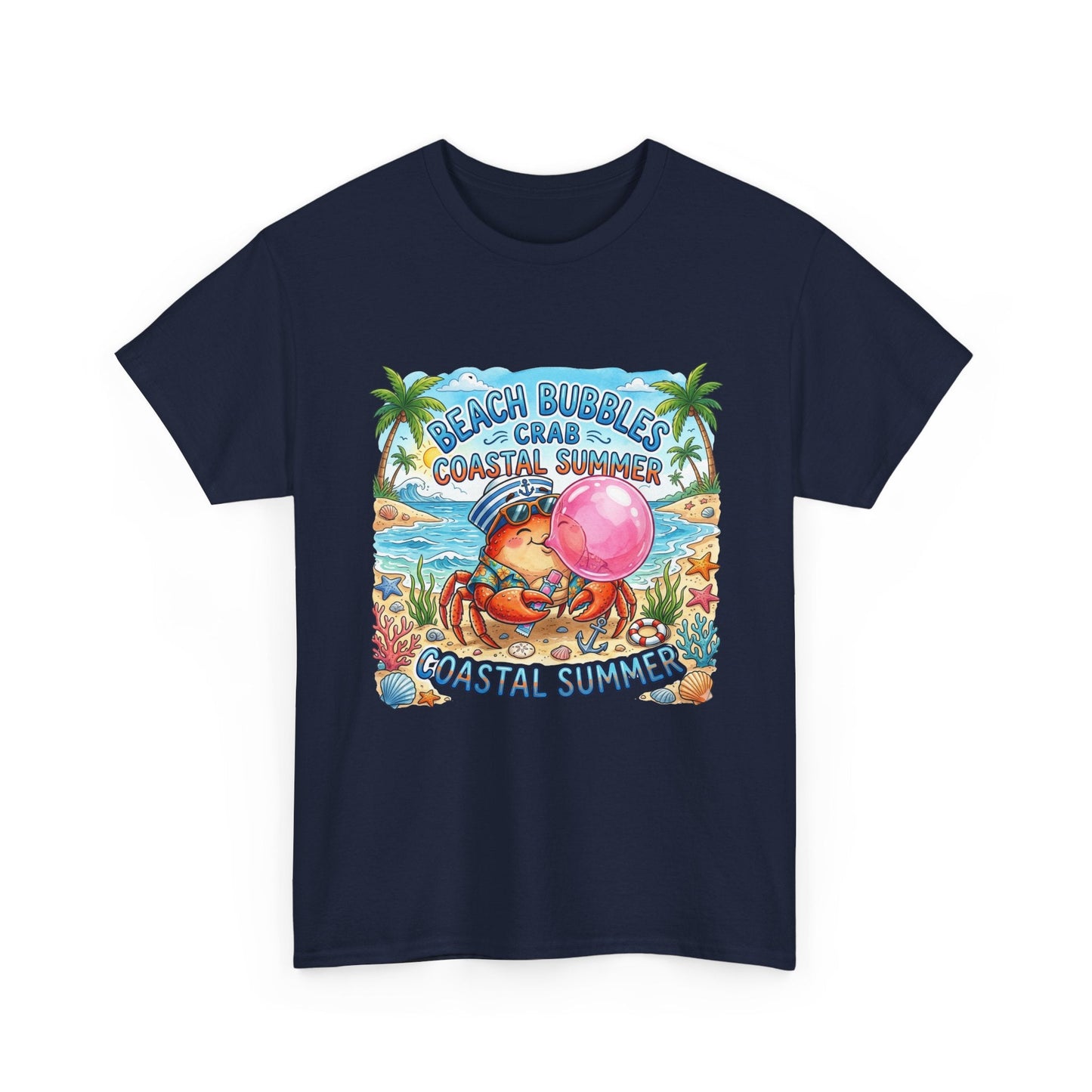 Beach Bubbles Crab Coastal Summer T-Shirt Printify
