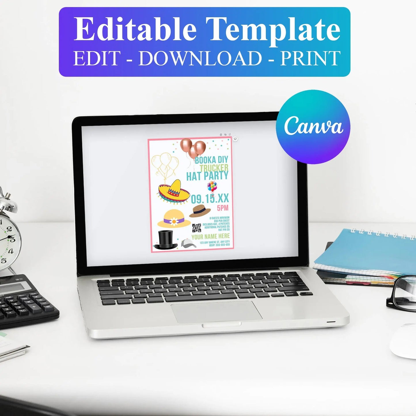 Trucker Hat Bar Flyer Template | Trucker Hat Bar Party Booking Flyer Invite CreativeRino