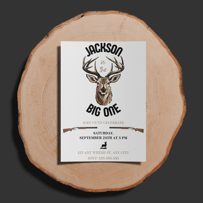 The Big One Hunting Birthday Invitation Template - CreativeRino
