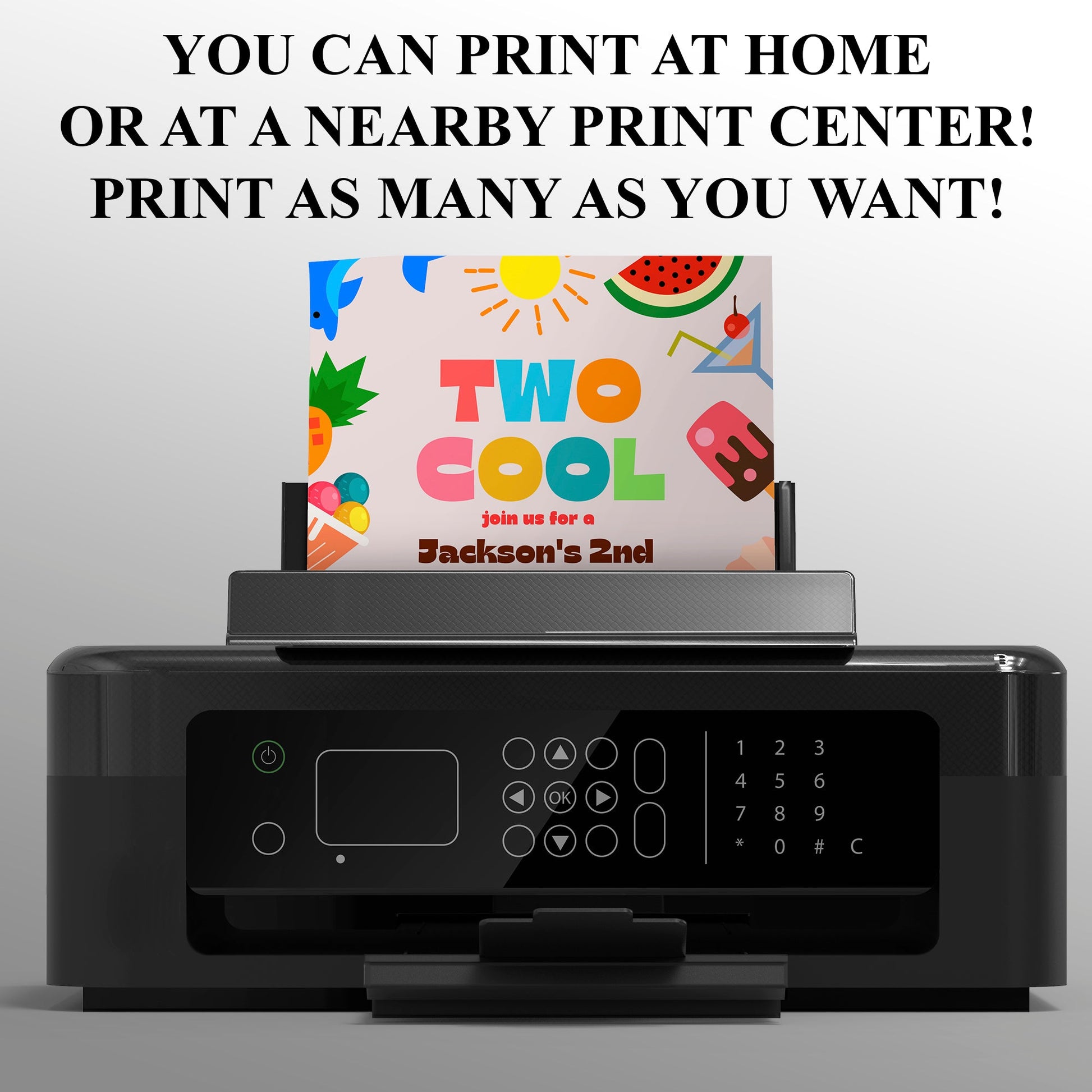 Two Cool Birthday Party Invitation | Two Cool Summer Invite Canva Template CreativeRino