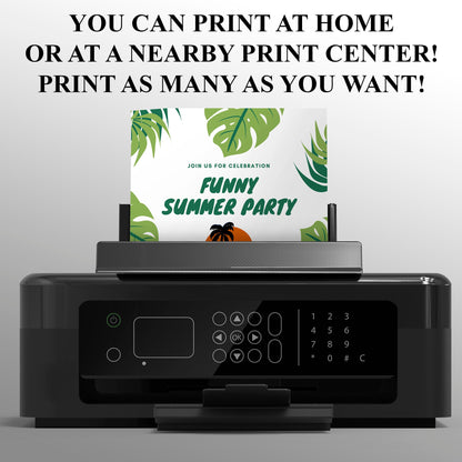 Funny Summer Party Invite | Summer Party Invitation Canva Template CreativeRino