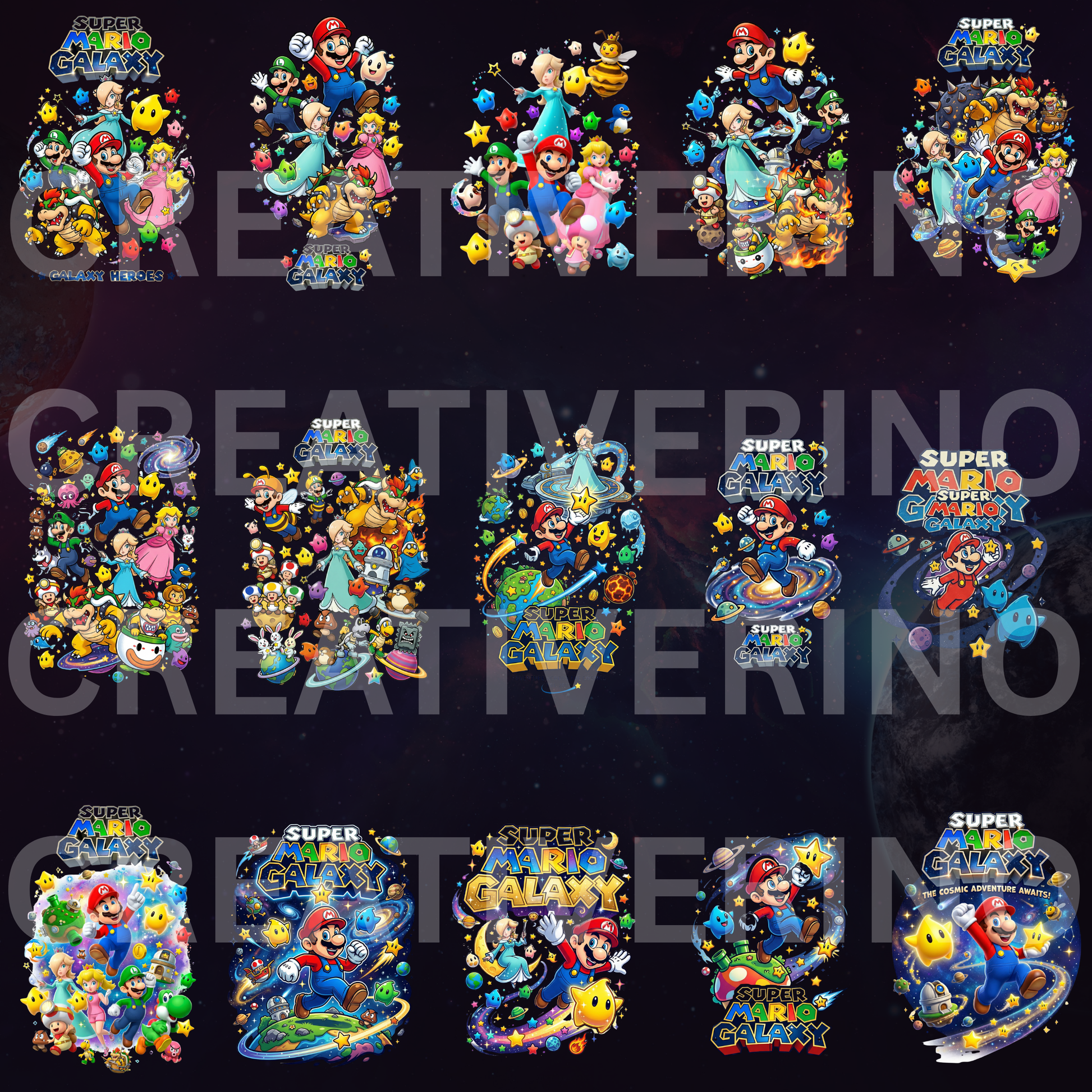 Super Mario Galaxy Movie PNG Bundle | Mario Characters Clipart CreativeRino