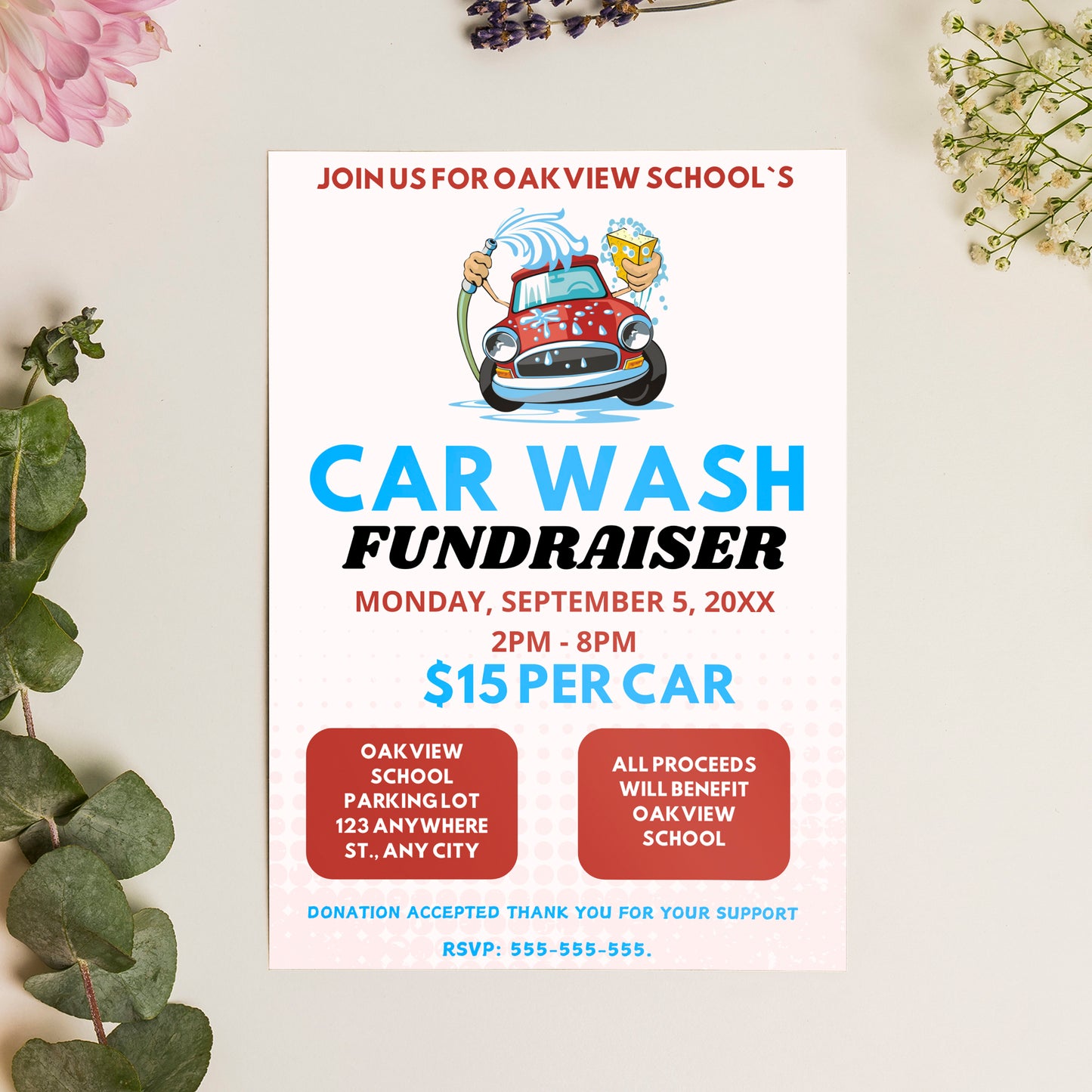 Car Wash Fundraiser Flyer Invite Template