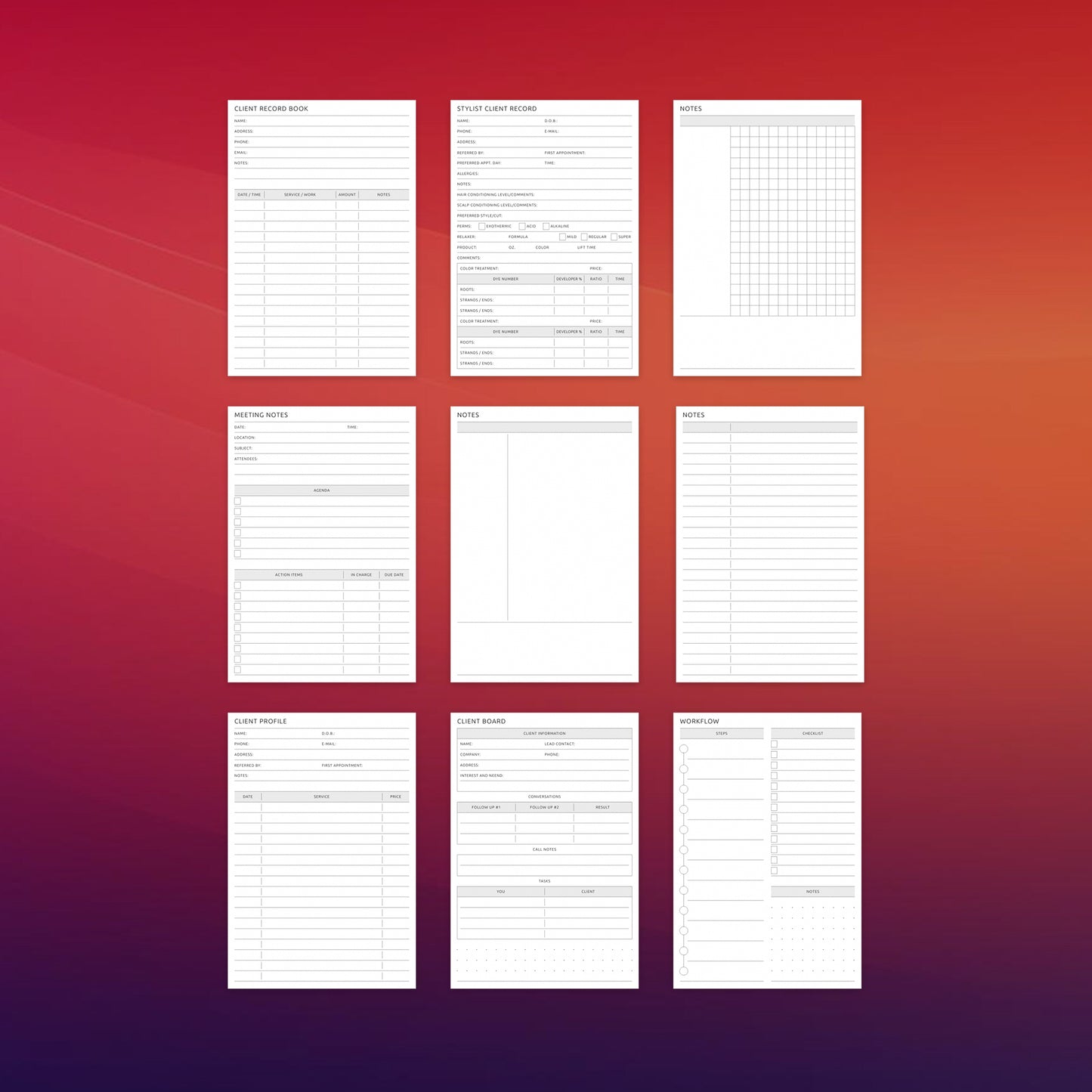 Supernote Client Record Book Planner Template