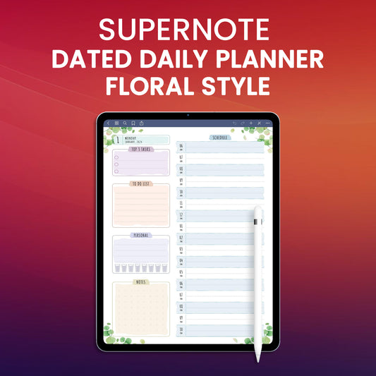 Supernote Dated Daily Planner - Floral Style Planner Template