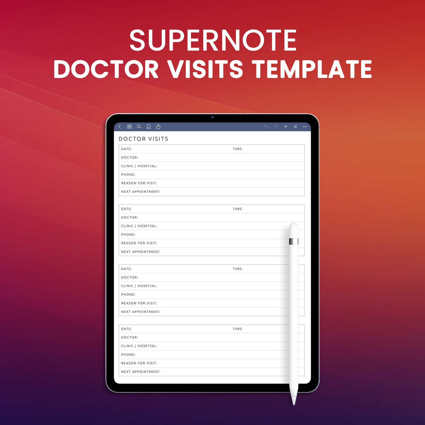 Supernote Doctor Visits Template Planner Template