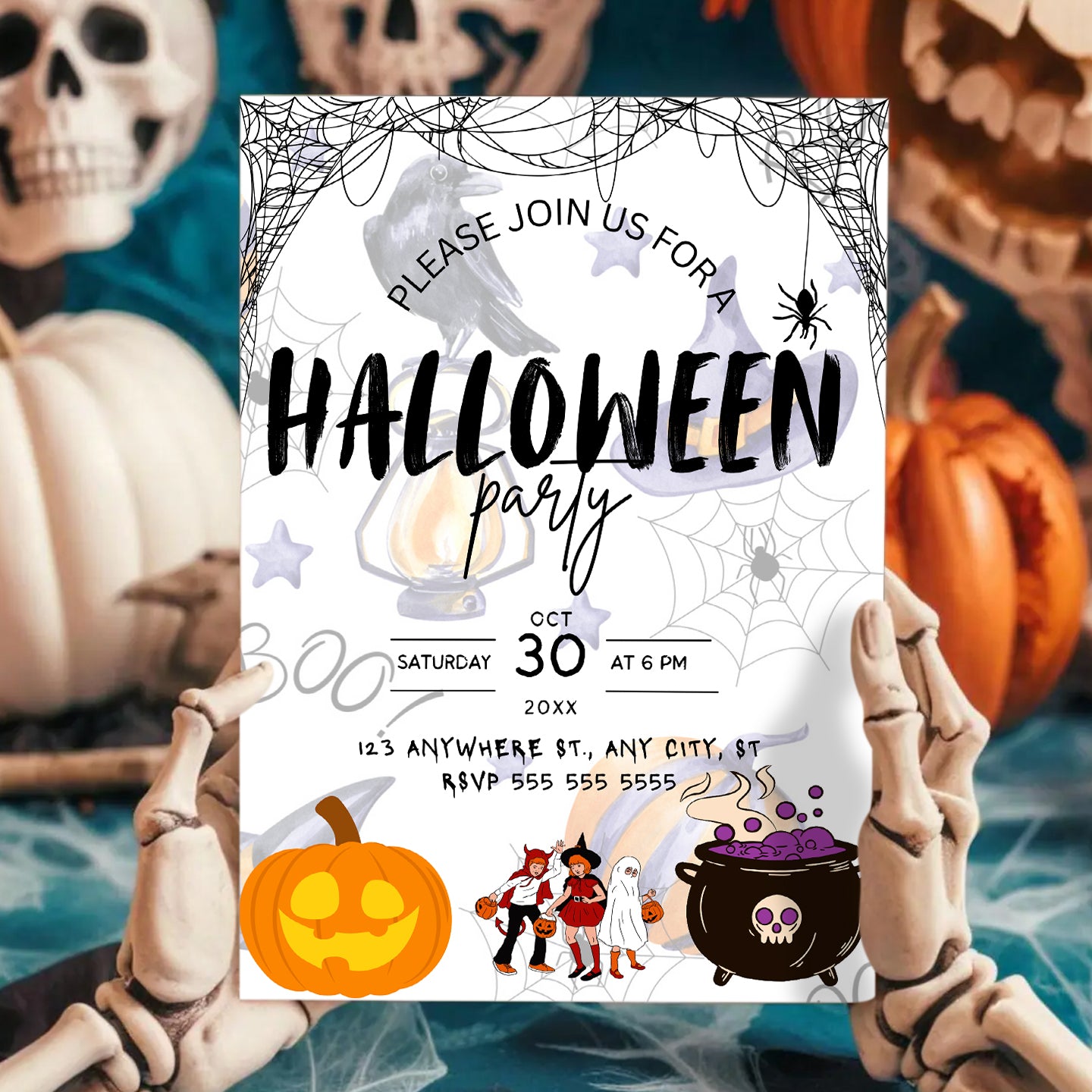 Halloween Scene Party Invitation Template