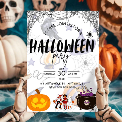 Halloween Scene Party Invitation Template - CreativeRino