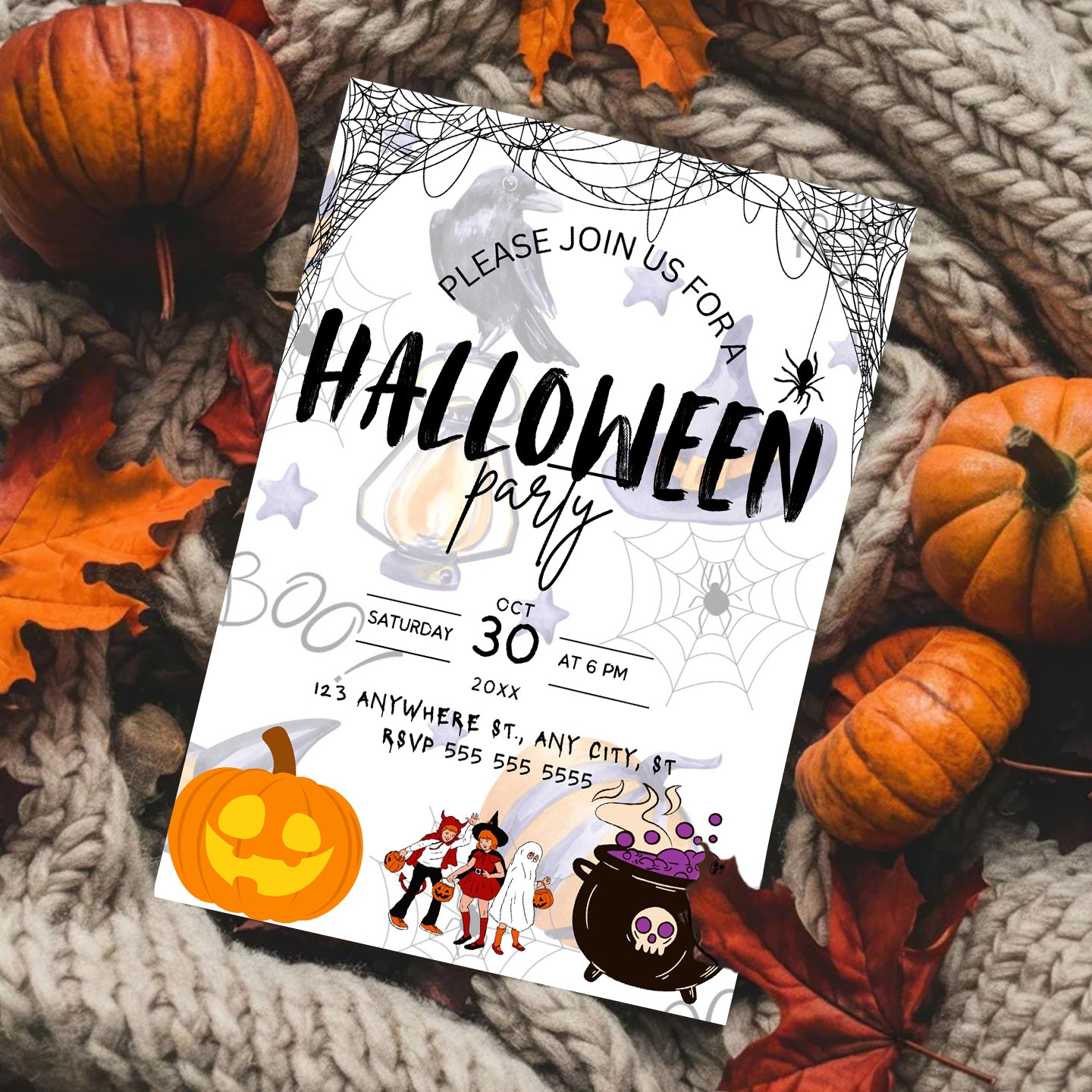 Halloween Scene Party Invitation Template