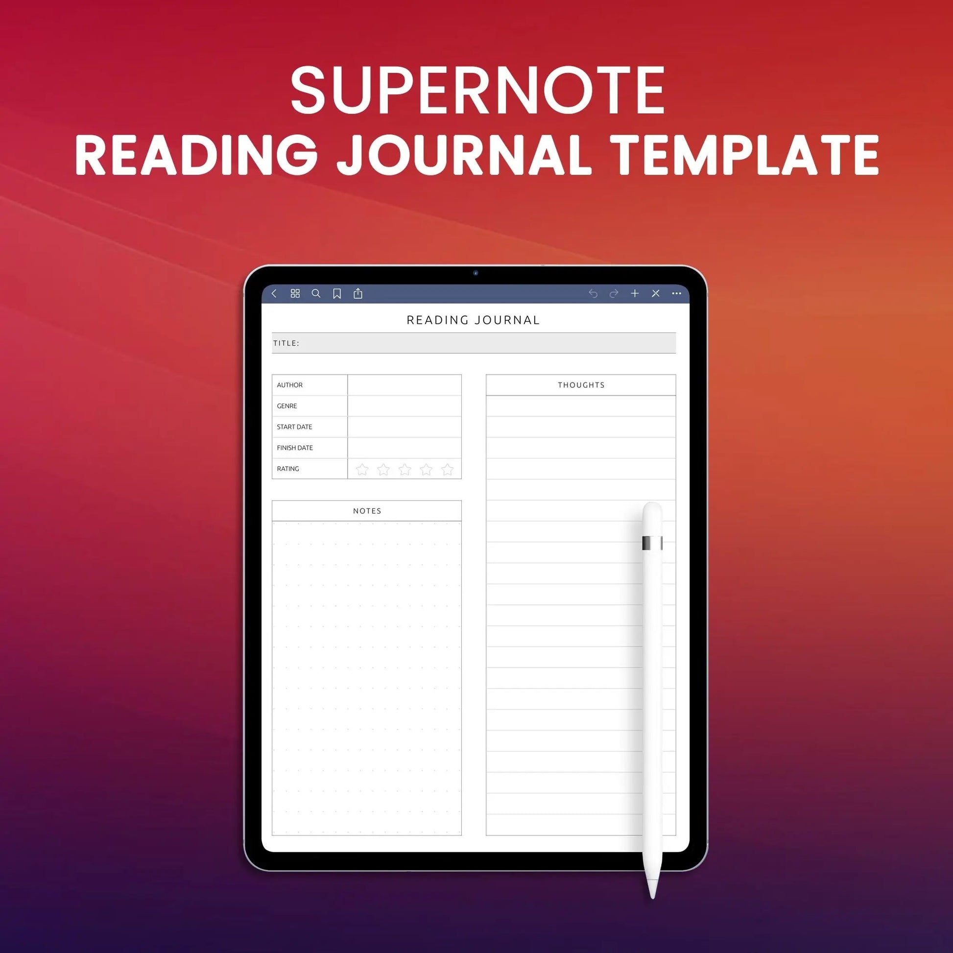 Supernote Reading Journal Template Planner Template – CreativeRino