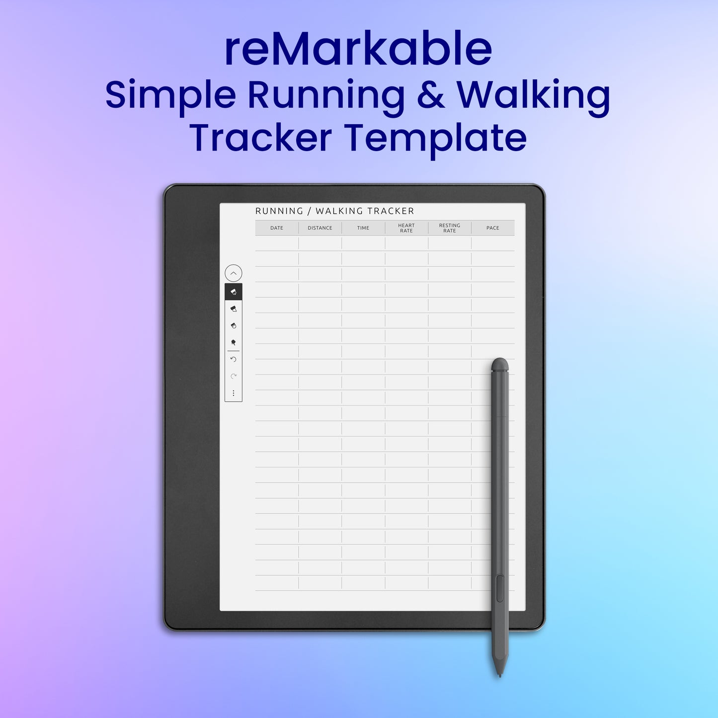 reMarkable 2 Simple Running and Walking Tracker Template Planner Template