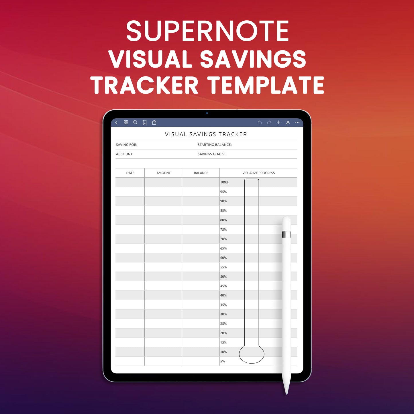 Supernote Visual Savings Tracker Template Planner Template