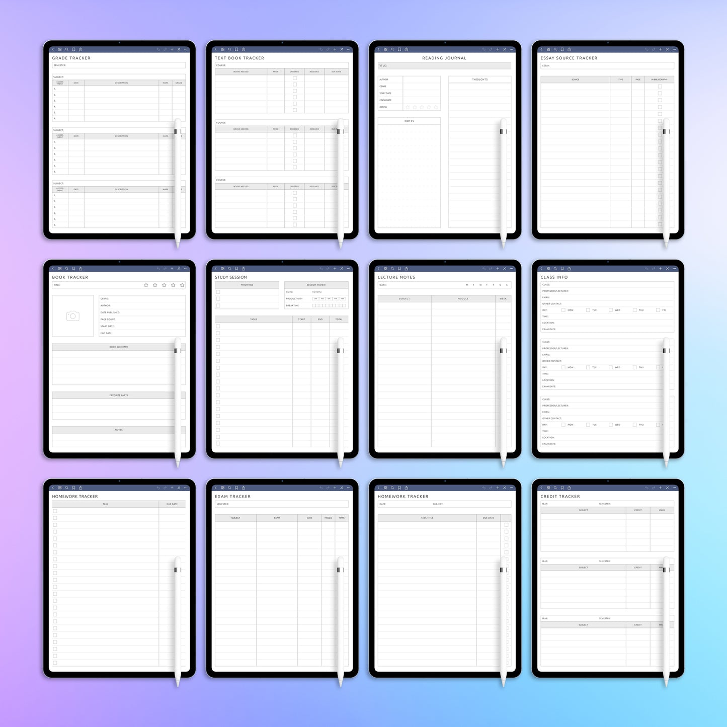 47 reMarkable 2 Student & Teacher Planners Template Bundle