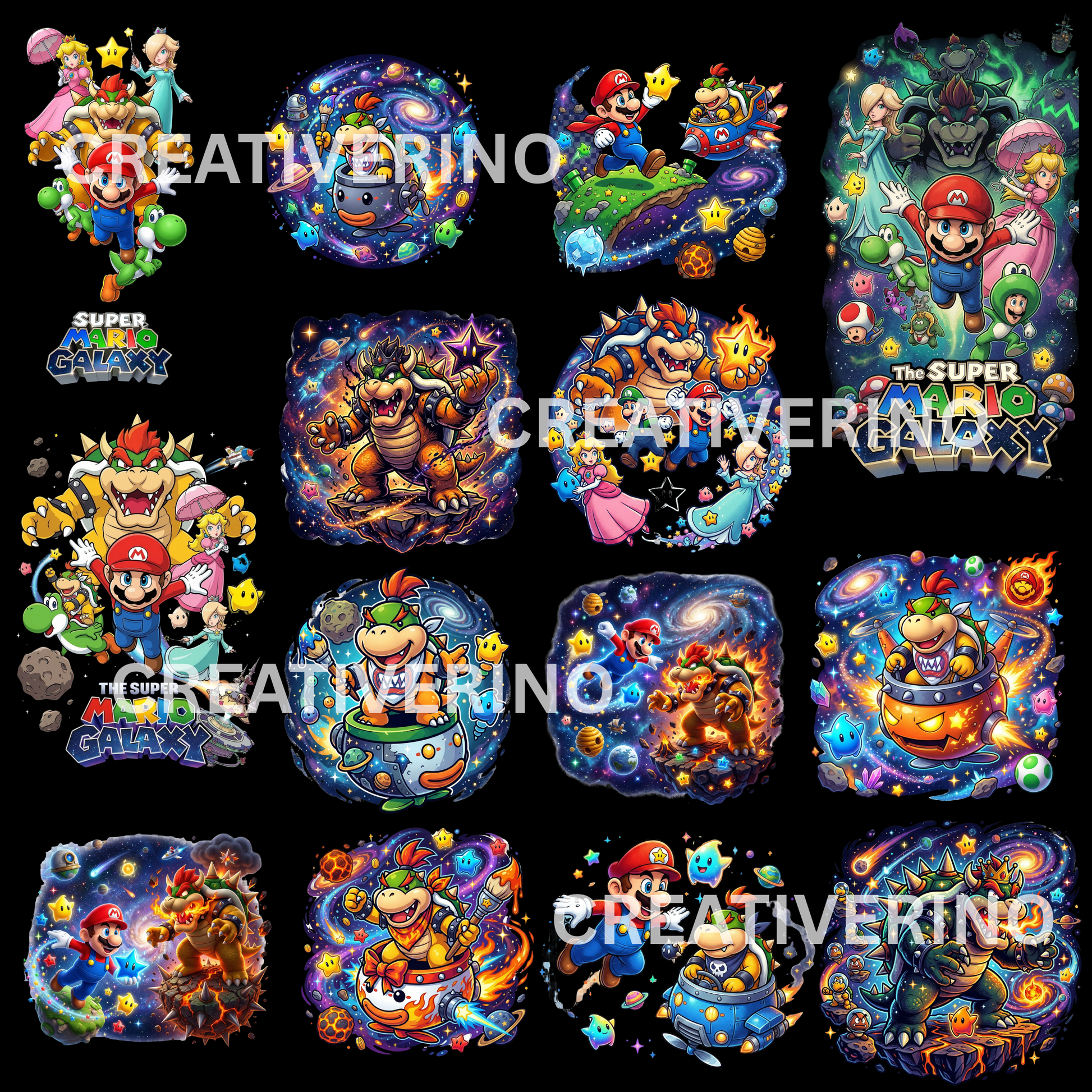 130 Super Mario Galaxy PNG Clipart, Gamer T-Shirt Design, Poster (Instant Download) CreativeRino
