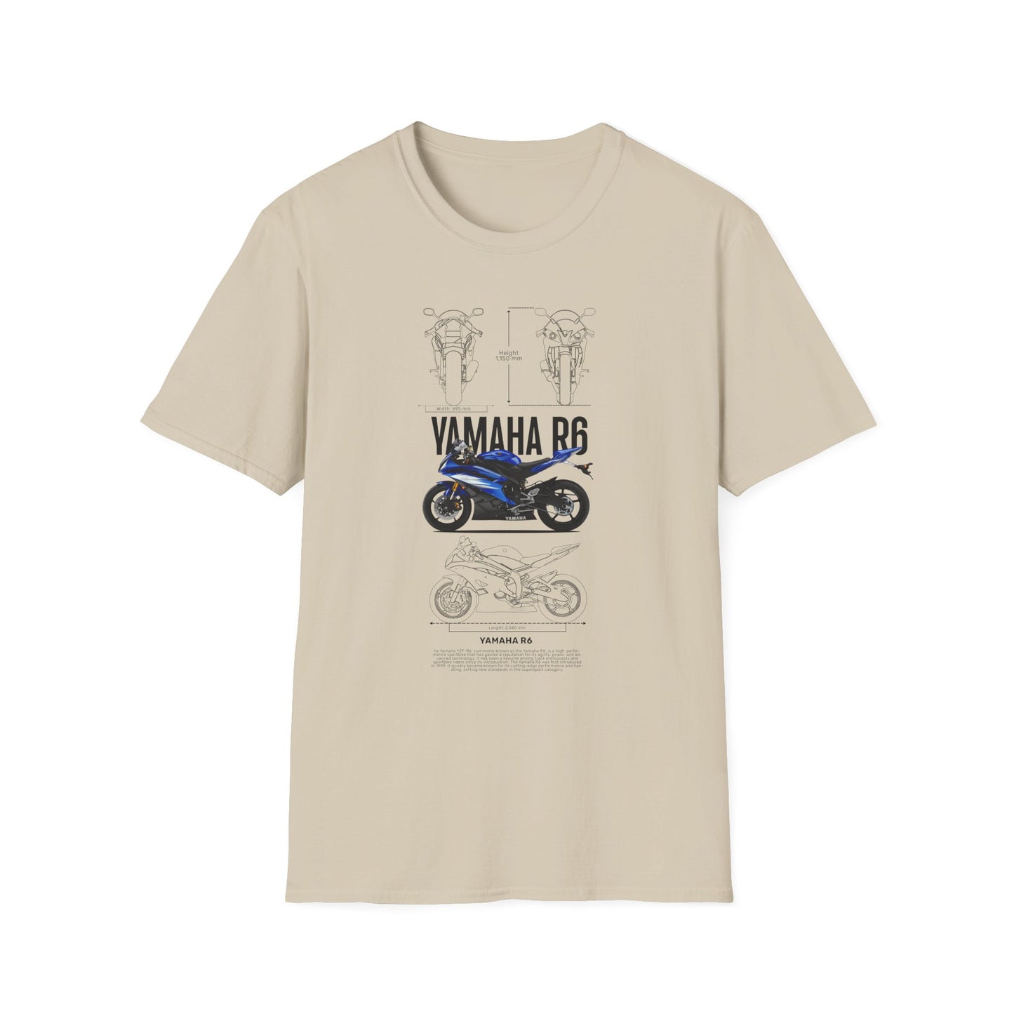 Yamaha R6 Motorcycle Softstyle T-Shirt for Riders - CreativeRino