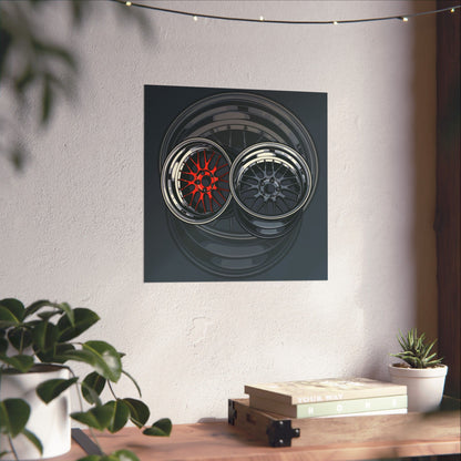 Car Enthusiast Matte Square Poster - Sporty Wheel Design - CreativeRino