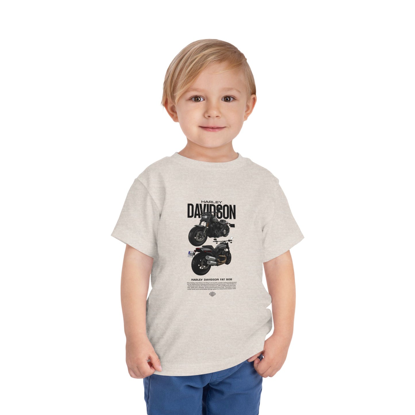 Harley-Davidson Fat Bob Toddler Short Sleeve Tee - Cool Kids Motorcycle T-shirt - CreativeRino