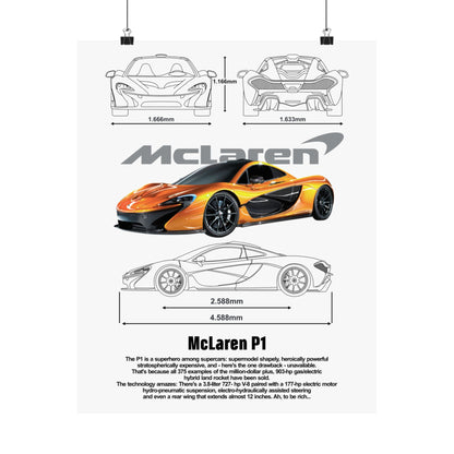 McLaren P1 Matte Vertical Poster - Sporty Car Wall Art for Auto Enthusiasts - CreativeRino