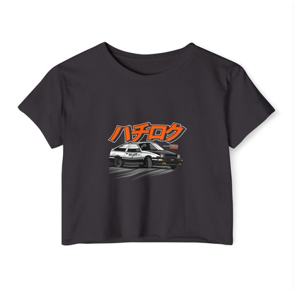 Retro Japanese Car Crop Top - Women's Festival T-shirt - CreativeRino