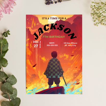 Demon Slayer Birthday Invitation Template - CreativeRino