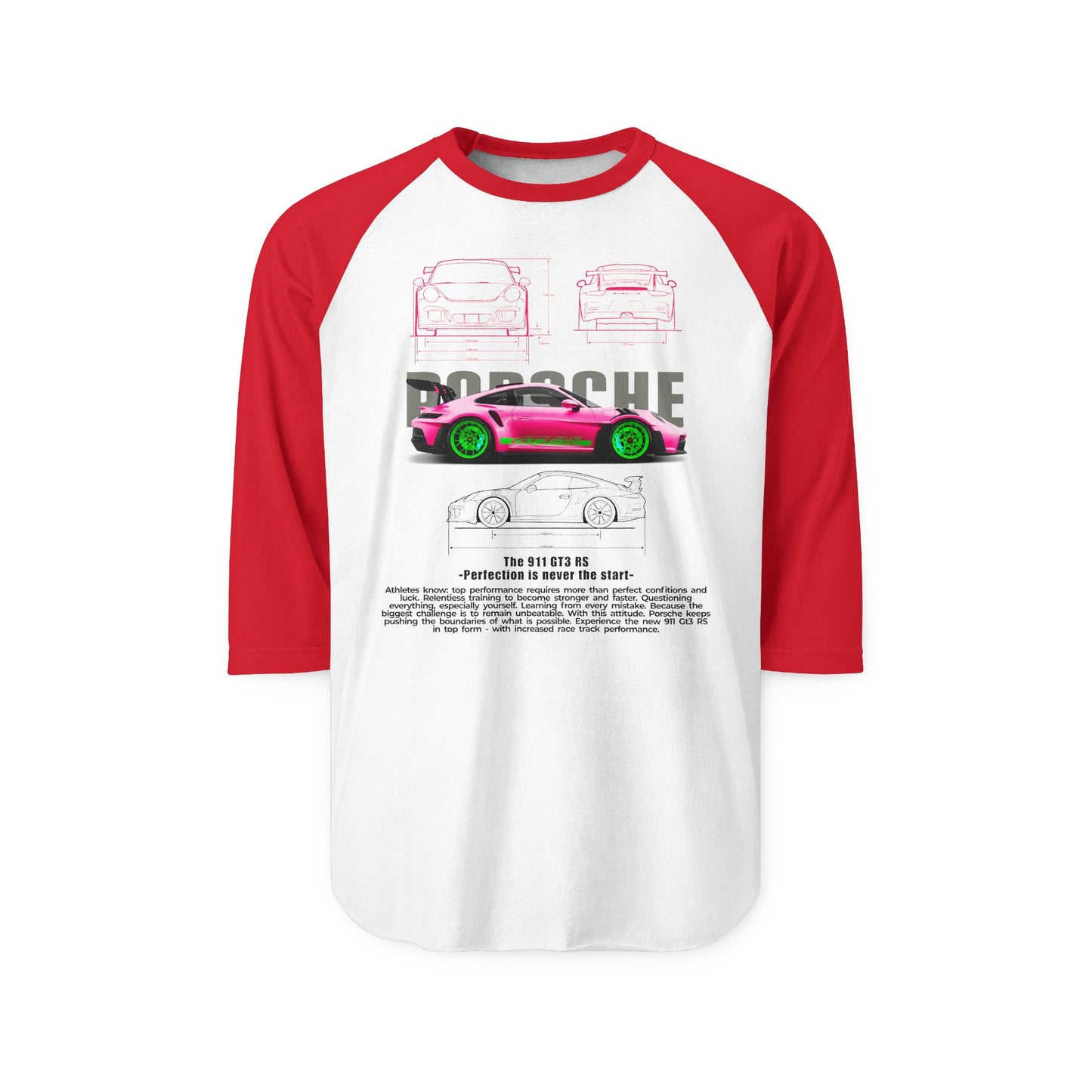 Porsche Car Enthusiast Unisex Raglan Shirt - Perfect T-shirt for Motorsports Fans - CreativeRino