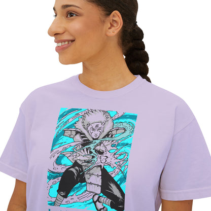 Women Boxy Tee with Anime Design - Stylish Naruto Graphic T-shirt for Fans - CreativeRino