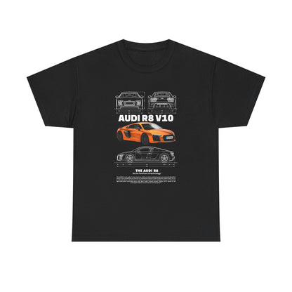 AUDI R8 V10 Car Graphic Tee - Unisex Heavy Cotton Tee for Auto Enthusiasts - CreativeRino
