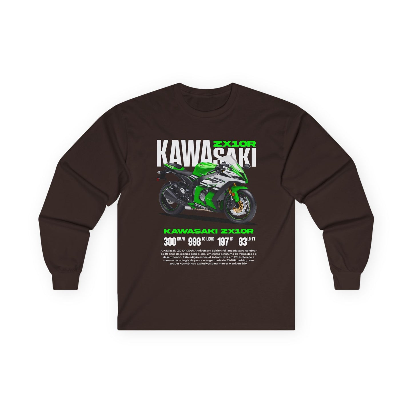Kawasaki Ninja ZX-10R Unisex Ultra Cotton Long Sleeve Tee - Perfect T-shirt Gift for Motorcycle Enthusiasts - CreativeRino