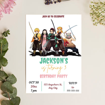 Demon Slayer Birthday Invitation Template - CreativeRino