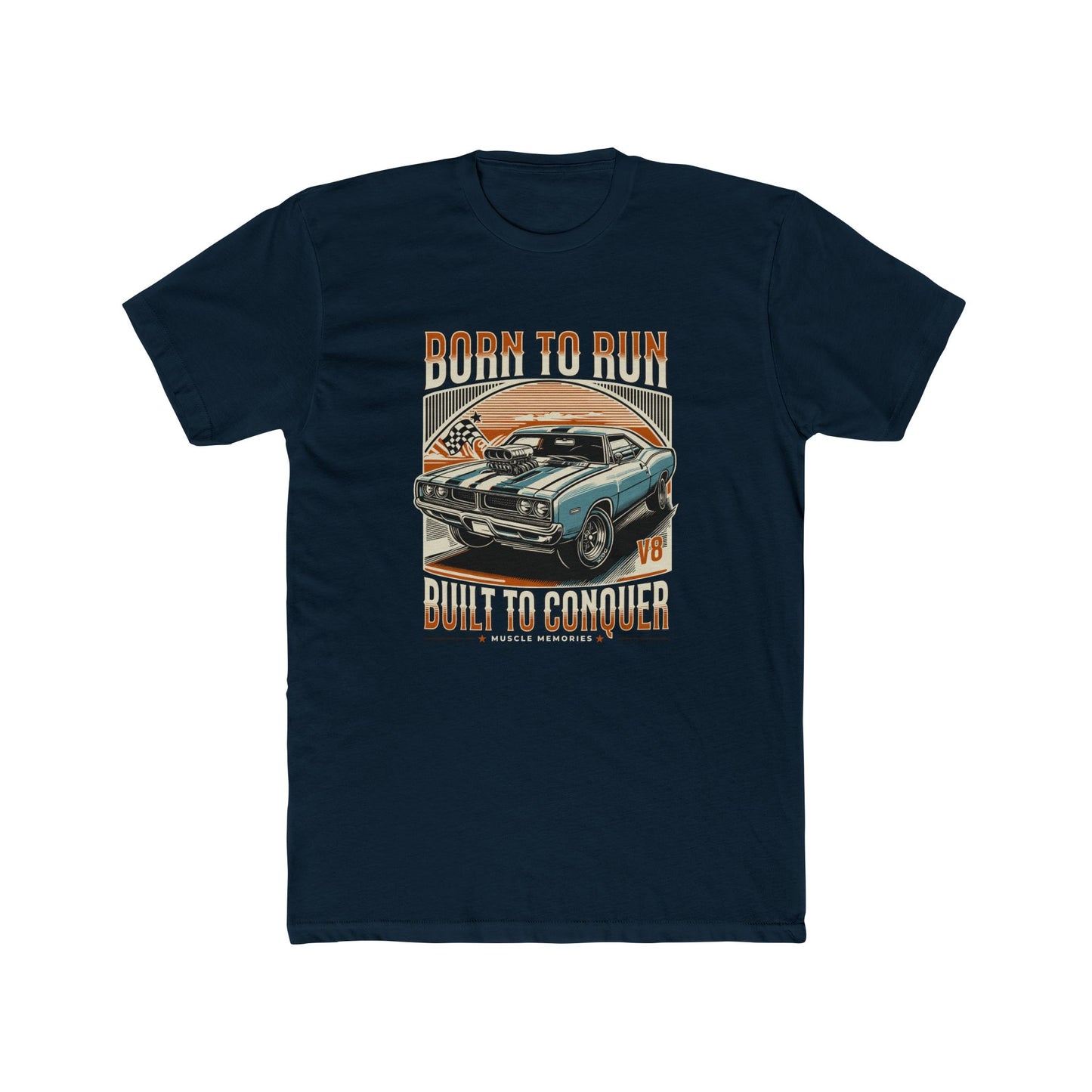 Born to Run: Vintage Muscle Car Unisex Cotton Crew Tee | Car T-shirt - CreativeRino