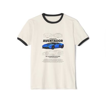 Lamborghini Aventador Unisex Ringer T-Shirt - Car Enthusiast Apparel - CreativeRino