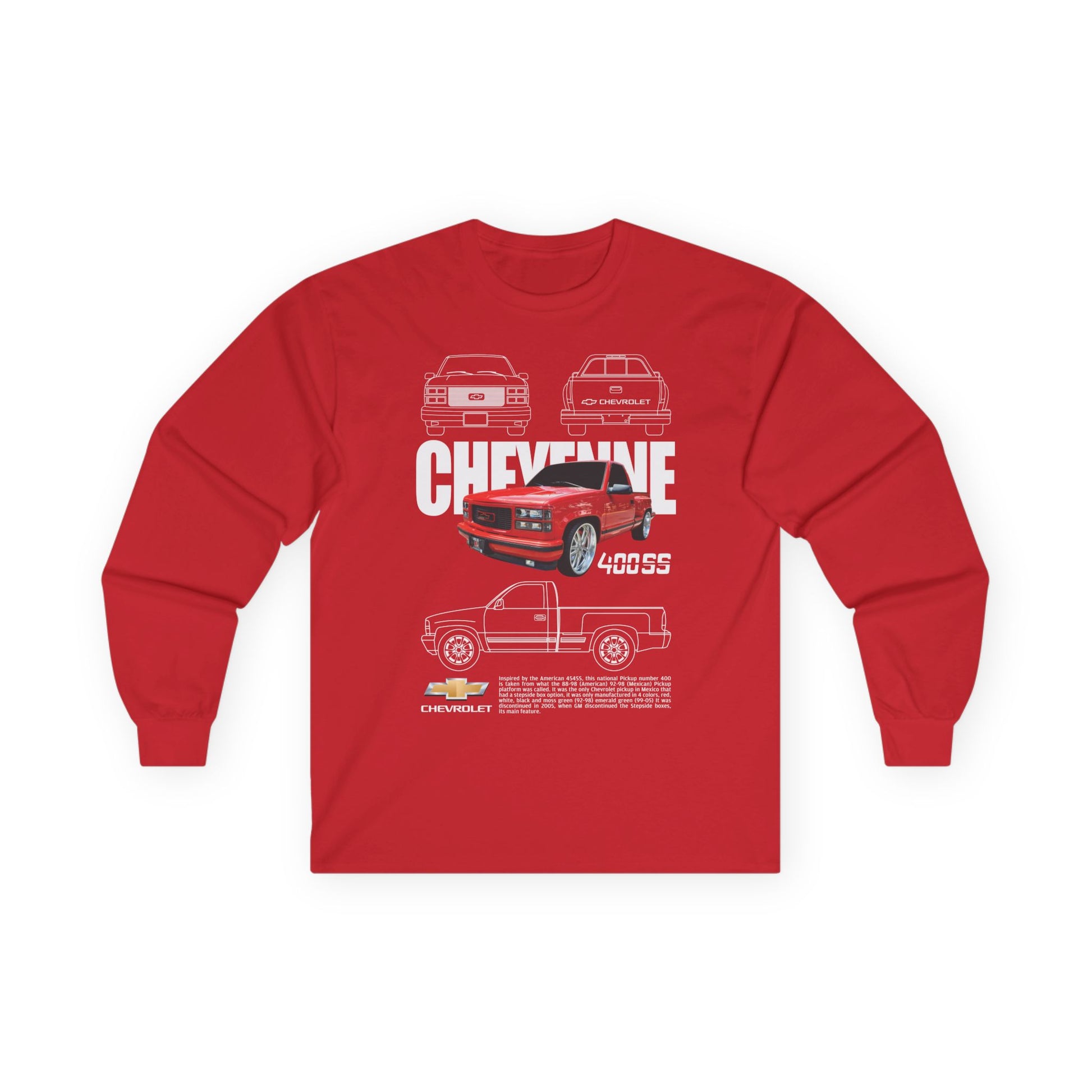 Chevy Cheyenne 400SS Long Sleeve Tee - Classic Vintage Car Design - CreativeRino
