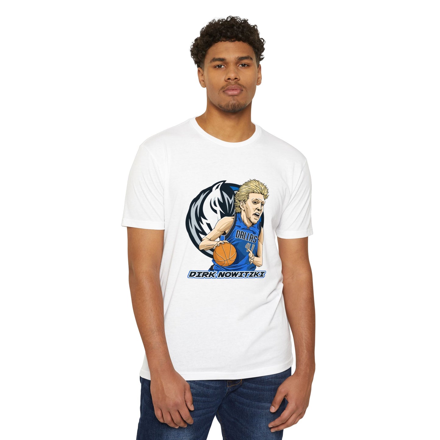 Unisex CVC Jersey T-shirt - Dirk Nowitzki Basketball Graphic Tee - CreativeRino