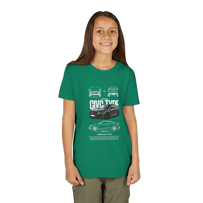 Honda Civic Type R Youth Short Sleeve Tee - Cool Car Graphic Tee for Young Car Enthusiasts - CreativeRino